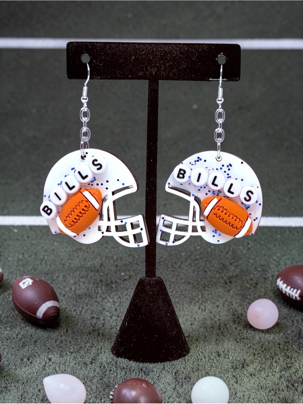 Buffalo Bills Inspired Football Helmet Earrings -